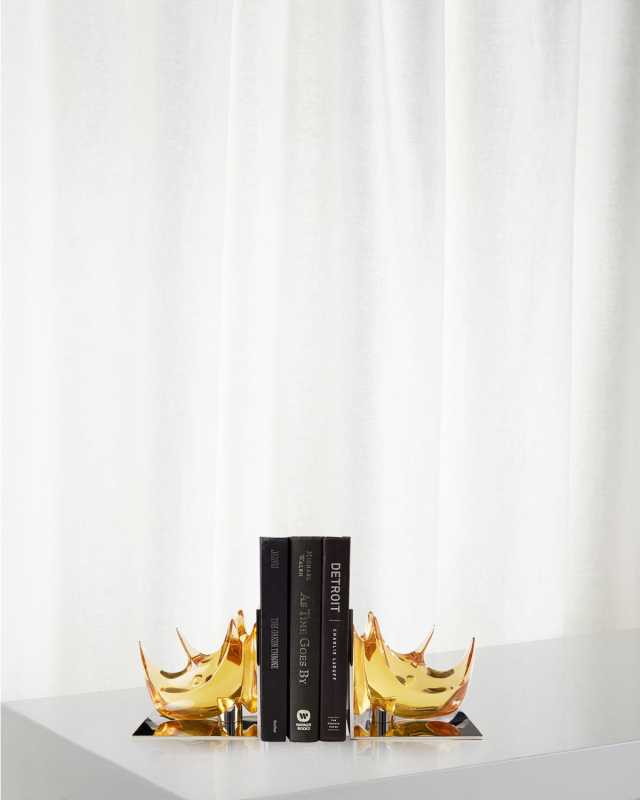Acrylic Rhino Bookends Set, Amber