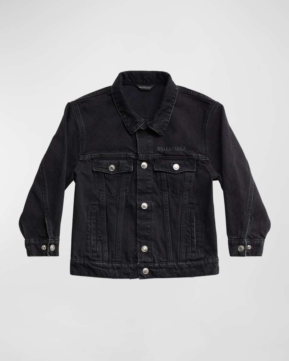 Kid's Logo-Print Japanese Oversized Denim Jacket, Size 2-10