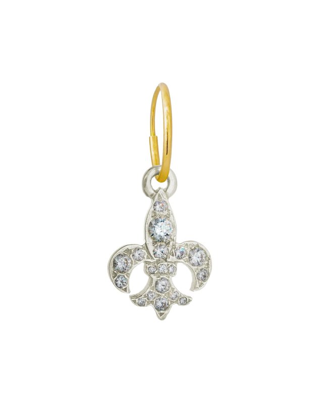 Fleur de Lis Single Earring with Crystals