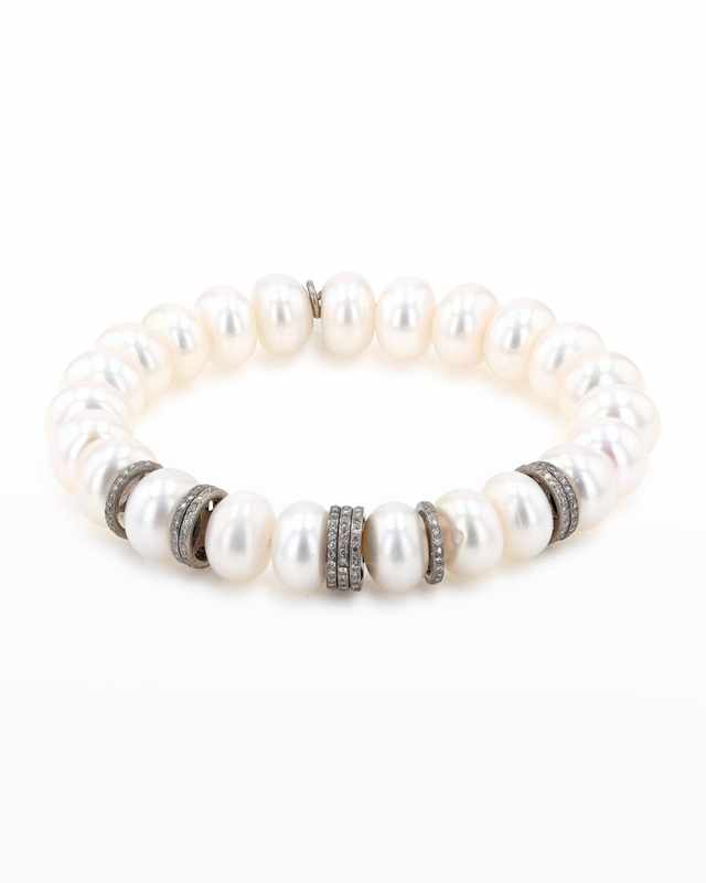 Pearl and Pave Diamond Bracelet