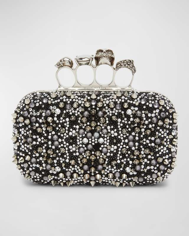 Skull Four-Ring Sequin Clutch Bag