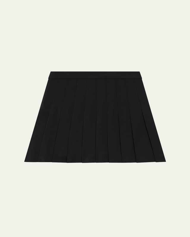 Pleated Wool Suiting Mini Skirt