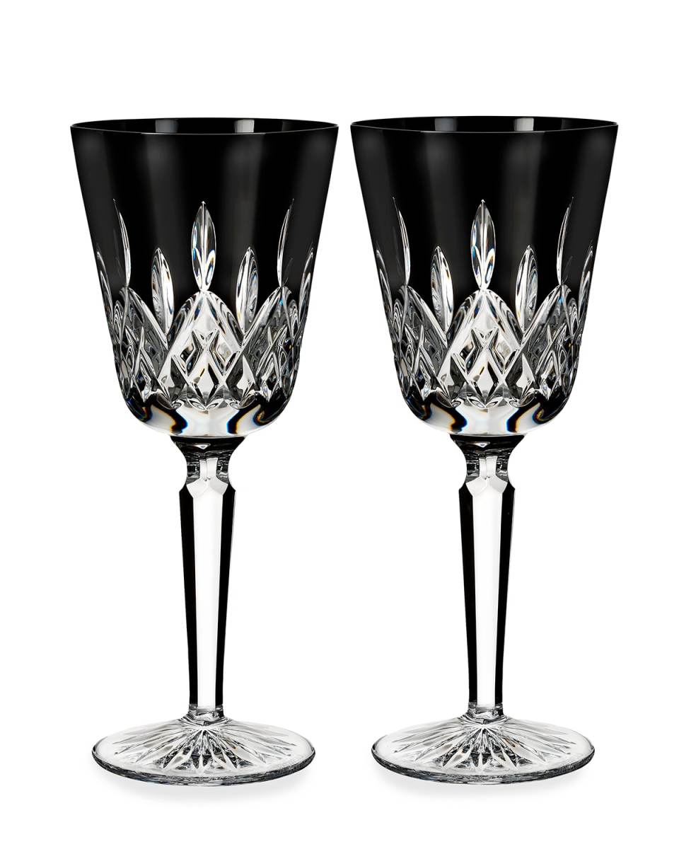 Lismore Black Crystal Goblets, Set of 2