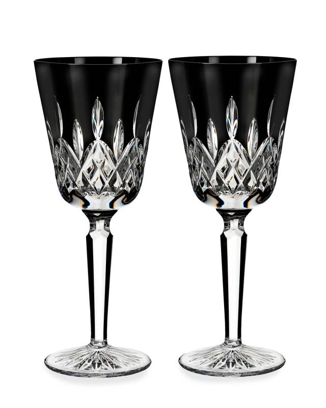Lismore Black Crystal Goblets, Set of 2