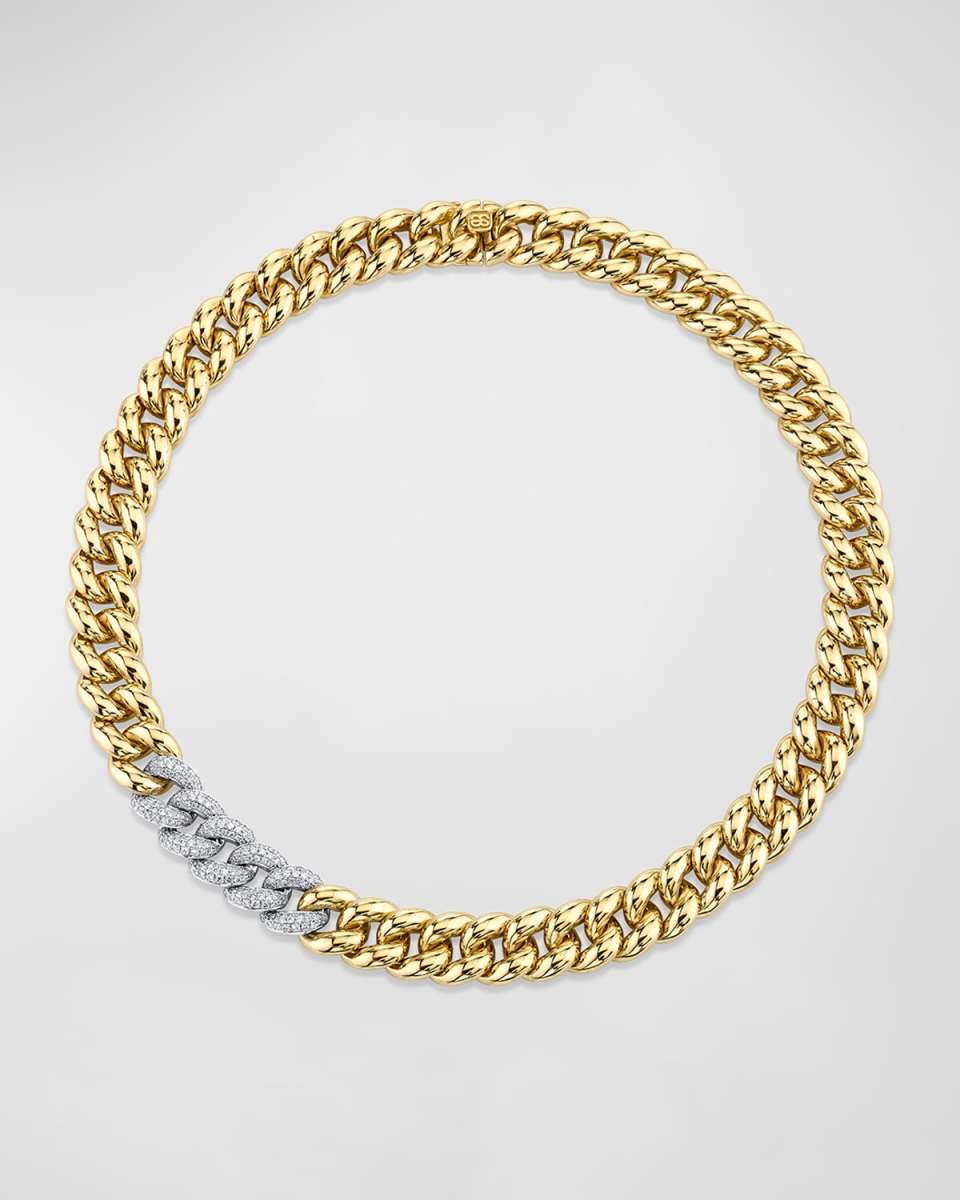 14k Two-Tone Diamond Curb Chain Necklace