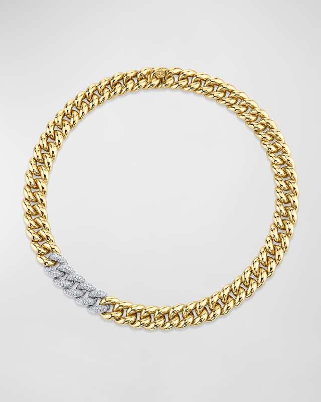 14k Two-Tone Diamond Curb Chain Necklace
