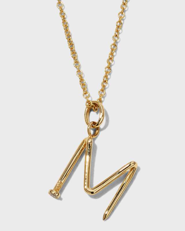 14K Gold Small Nail Initial Necklace