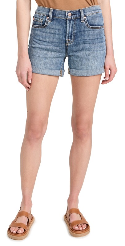 7 For All Mankind Mid Roll Shorts Broken Twill Li