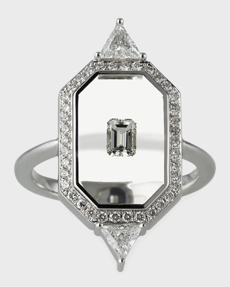 Universe Line 18k White Gold Mixed-Diamond Ring, Size 6.75