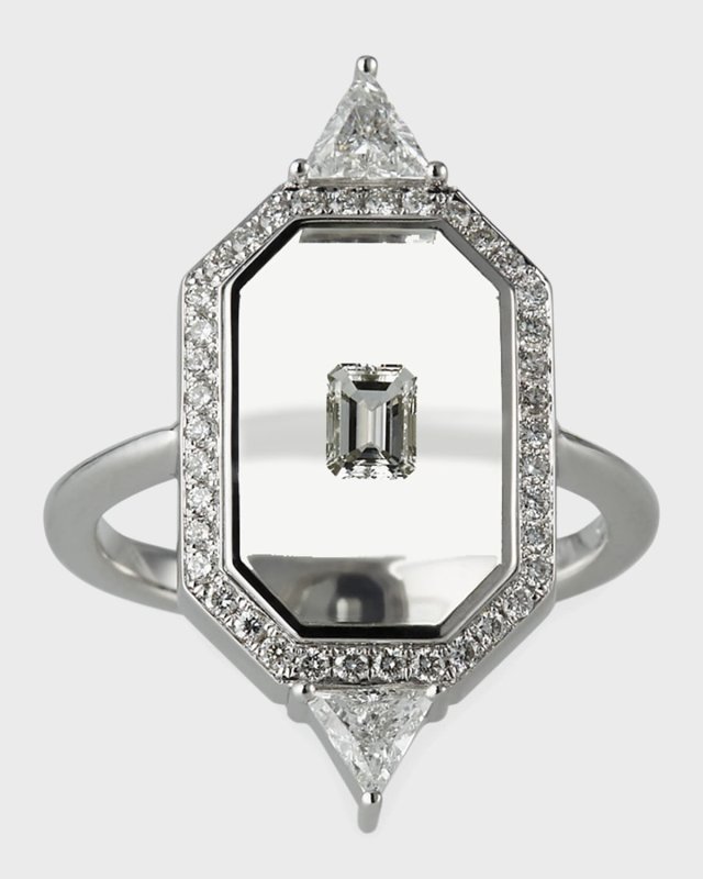 Universe Line 18k White Gold Mixed-Diamond Ring, Size 6.75