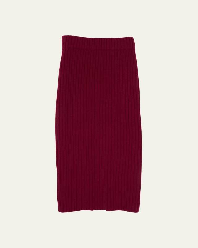 Ribbed Cashmere Midi Pencil Skirt