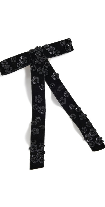 LELET NY Kate Floral Applique Bow Black