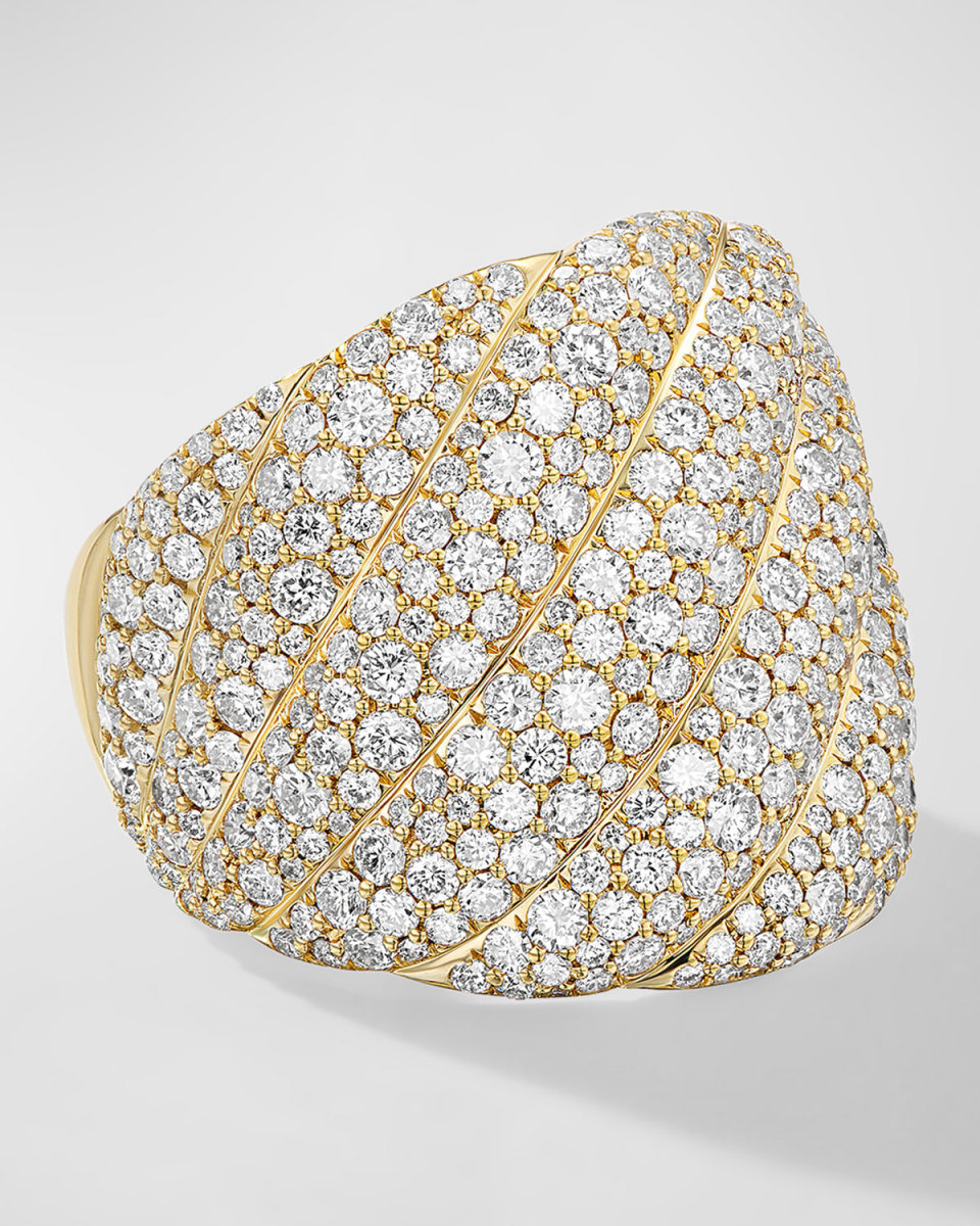 20mm Sculpted Cable Ring with Diamonds in 18K Gold