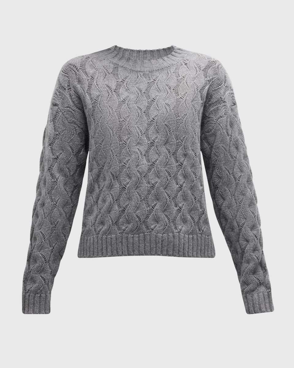 Cashmere Cable-Knit Crewneck Sweat