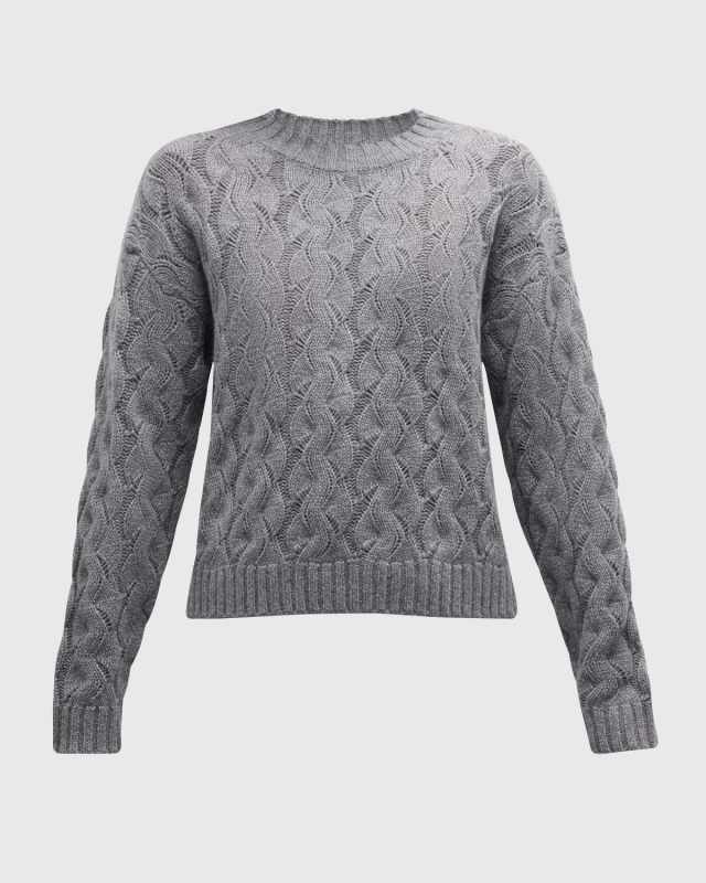 Cashmere Cable-Knit Crewneck Sweat