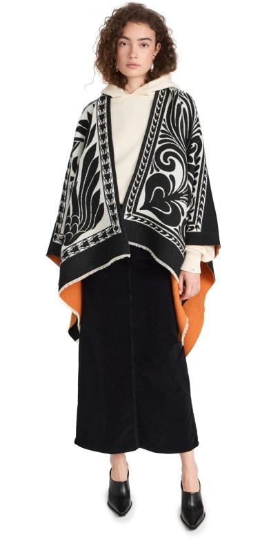 La Double J Reversible Poncho MIX TILES PLACÉE
