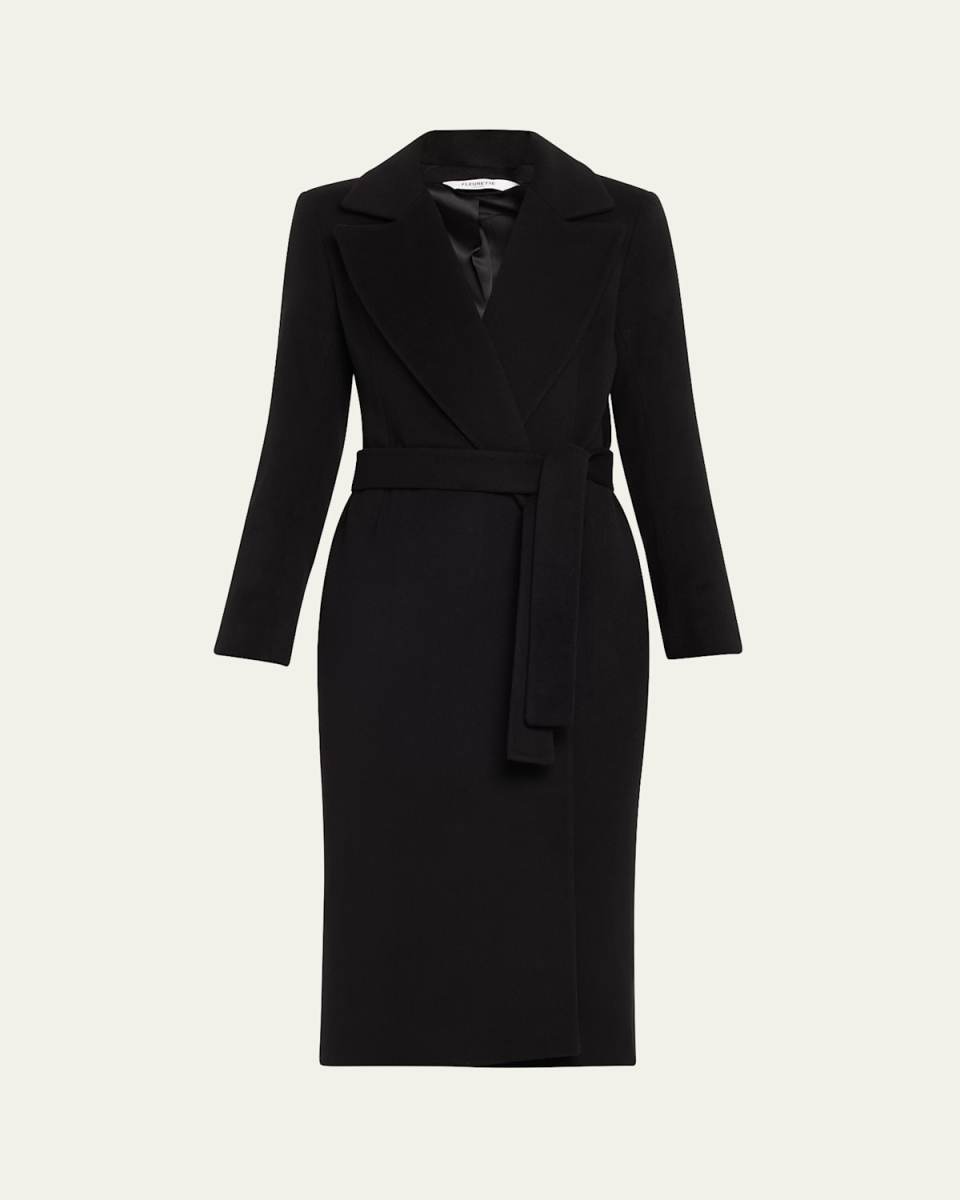 Shane Notch-Collar Wrap Wool Coat