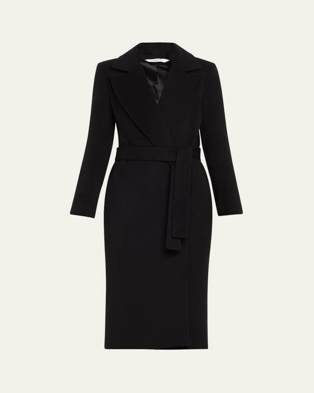 Shane Notch-Collar Wrap Wool Coat