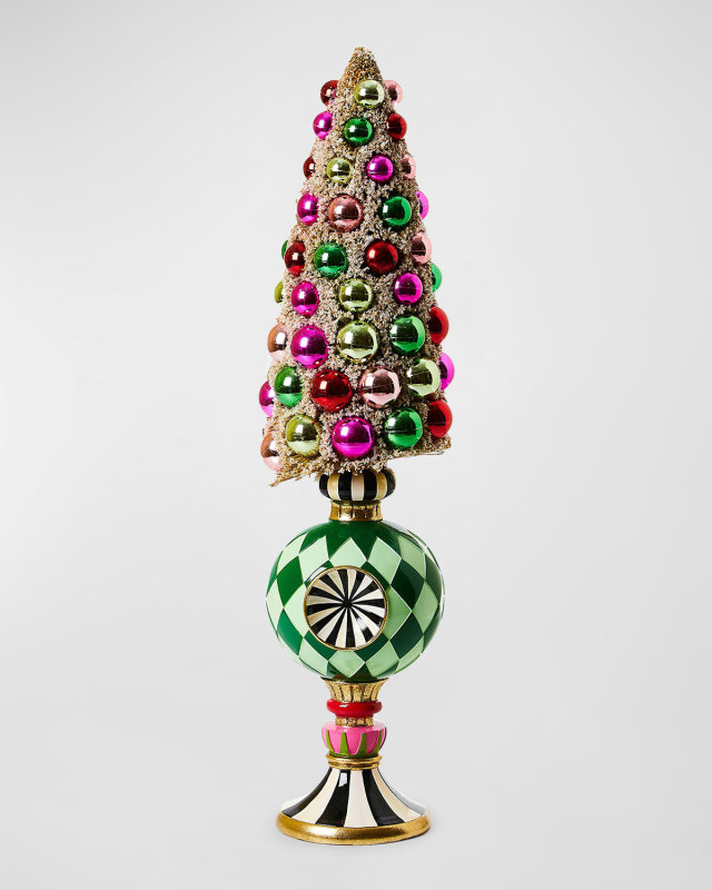 Granny Kitsch Small Bottle Brush Pedestal Christmas Tree