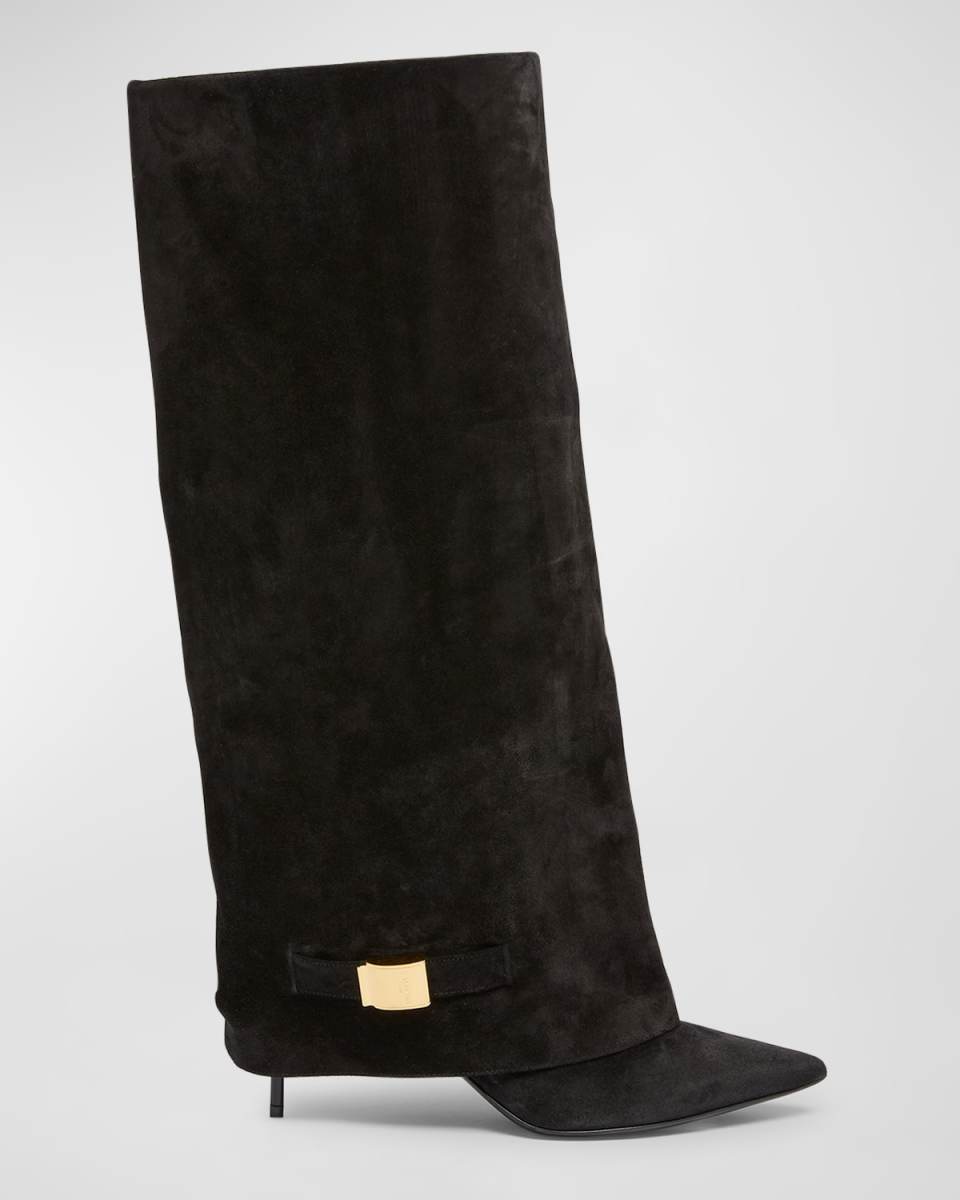 Uma Suede Foldover Knee Boots