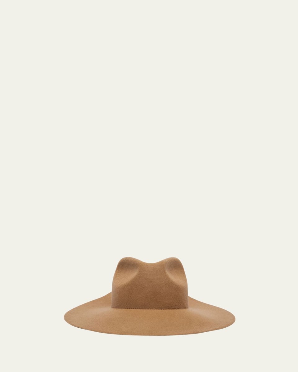 Zama Wool Wide Brim Fedora W/ Gold Logo Hardware