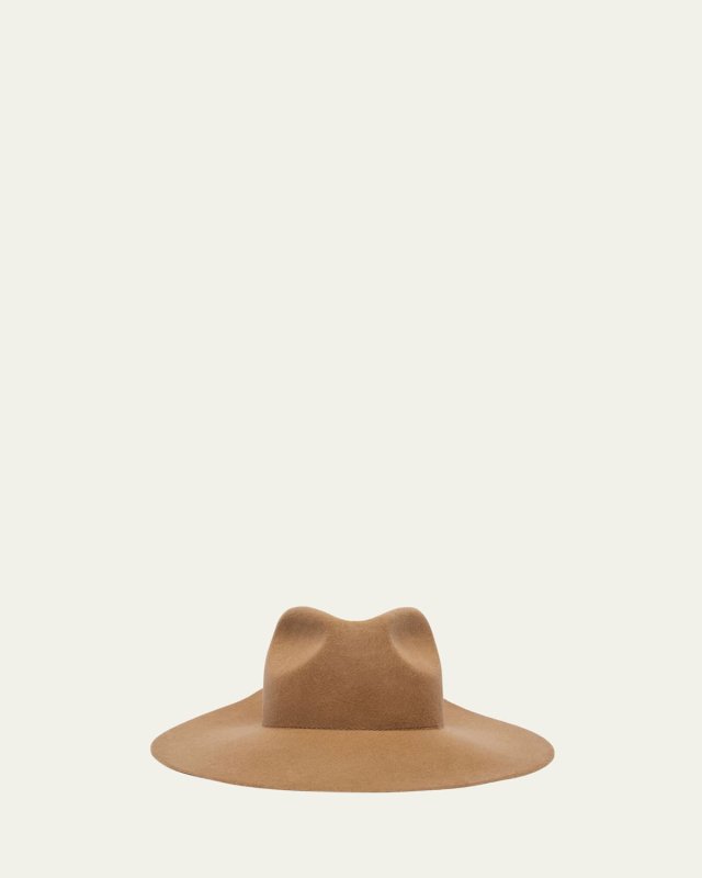Zama Wool Wide Brim Fedora W/ Gold Logo Hardware