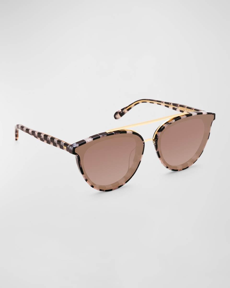 Clio Nylon Checkered Acetate & Metal Aviator Sunglasses