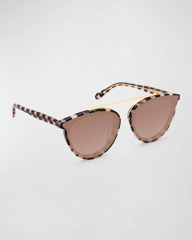 Clio Nylon Checkered Acetate & Metal Aviator Sunglasses