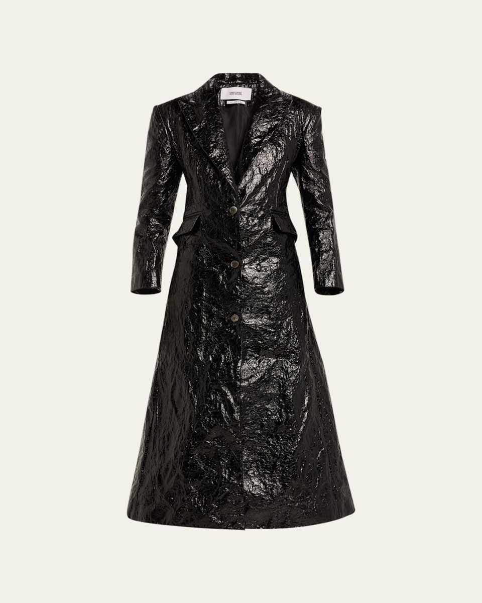Crinkled Trench Coat with Lace-Back Detail