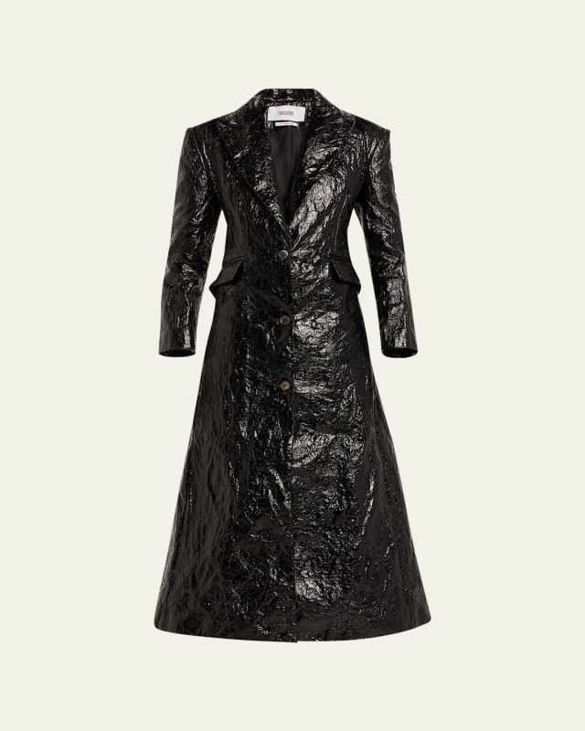 Crinkled Trench Coat with Lace-Back Detail