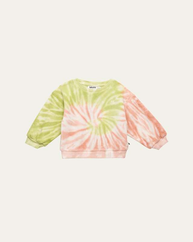 Girl's Dear Tie Dye-Print Sweatshirt, Size 6M-4