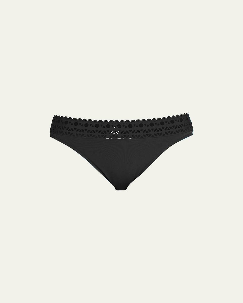 Ajourage Couture Laser-Cut Low-Rise Swim Bikini Bottoms