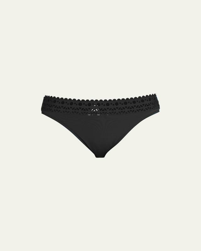 Ajourage Couture Laser-Cut Low-Rise Swim Bikini Bottoms