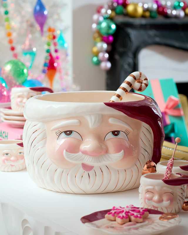 Red Papa Noel Punch Bowl