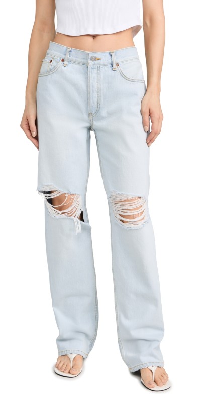 RE/DONE Loose Long Jeans Aqua Destroy