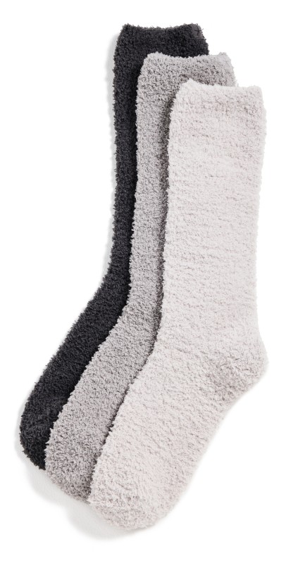 Barefoot Dreams CozyChic 3 Pair Sock Set Espresso Mult