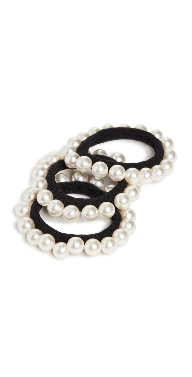 SHASHI Coco Hair Tie Set of 3 Pearl