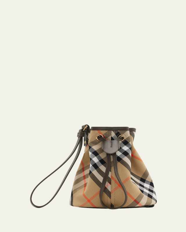 Check Drawstring Pouch Bag