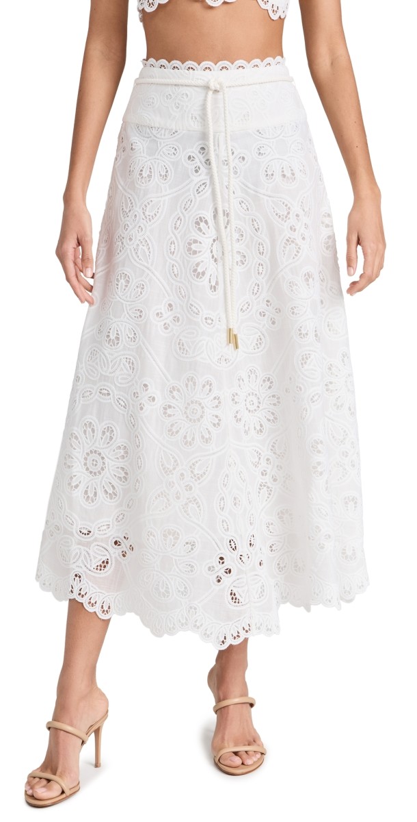 Zimmermann Ottie Flared Skirt Ivory