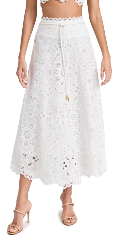 Zimmermann Ottie Flared Skirt Ivory