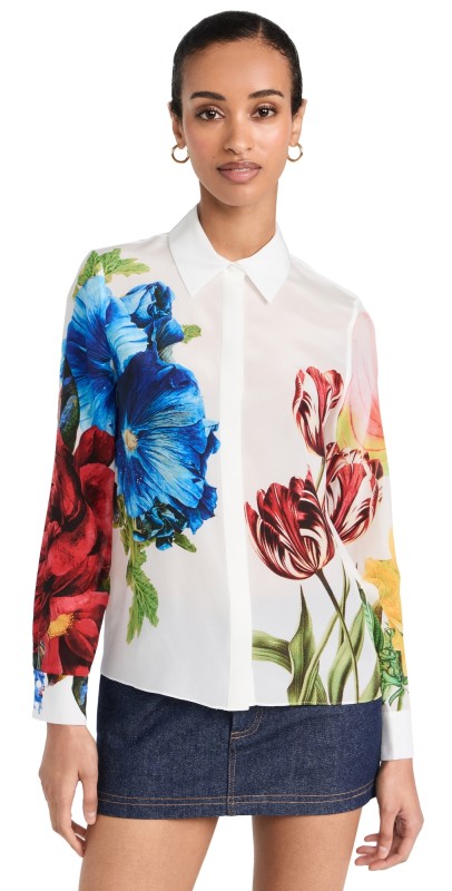 alice + olivia Willa Placket Top Le Parisien
