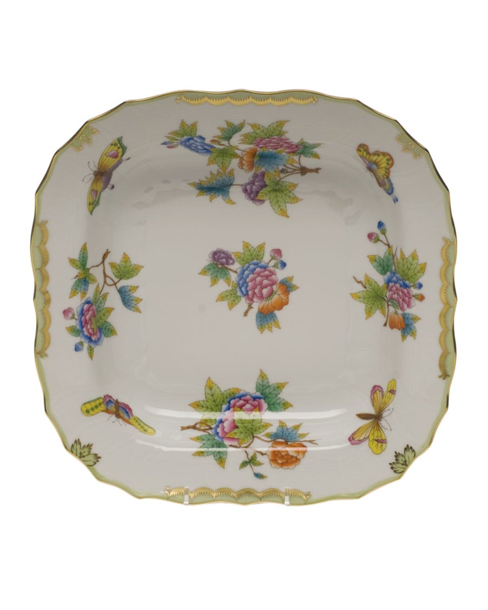Queen Victoria Green Square Fruit Dish