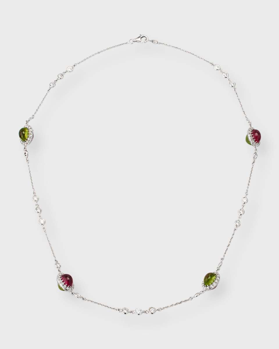 Estate 18K White Gold 151 Diamond By-The-Yard Necklace with Double Sided Stations