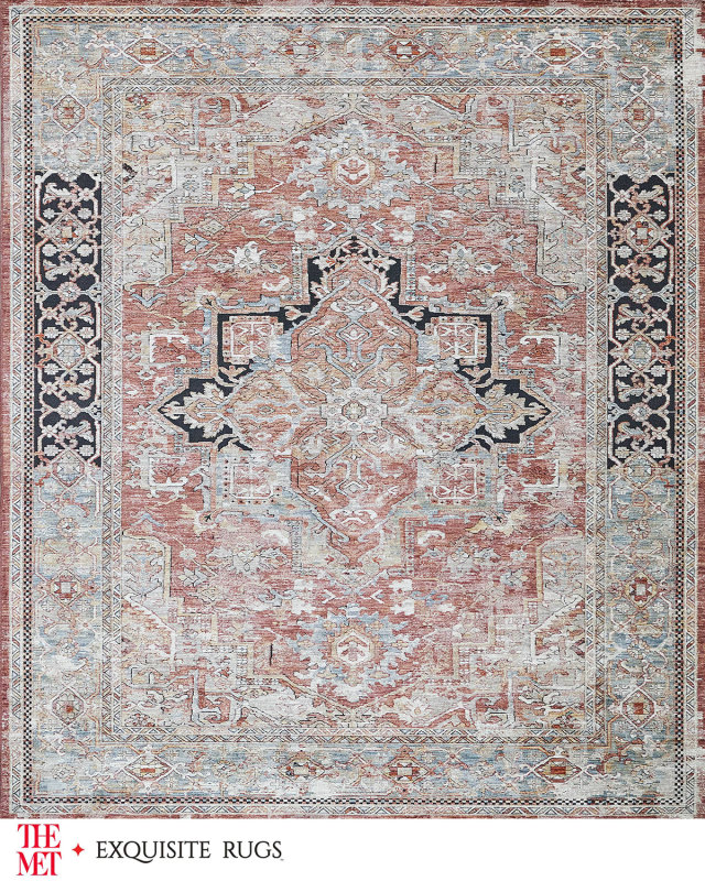 Antique Loom Rust & Black Rug, 9' x 12'