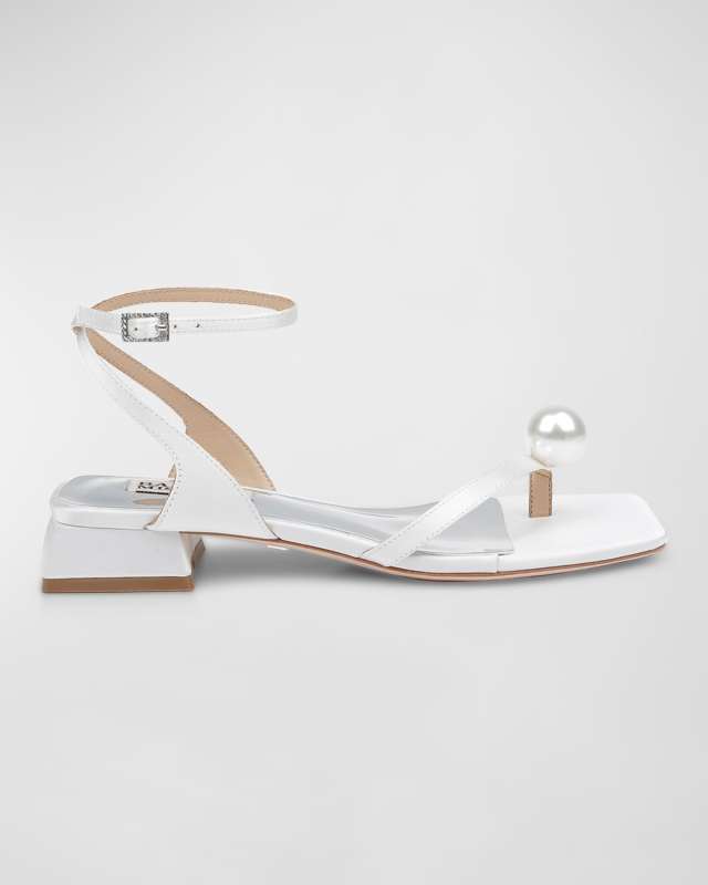 Lola Metallic Pearly Ankle-Strap Sandals