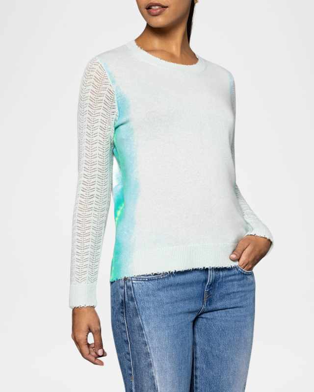 Side By Side Ombre Mixed-Stitch Cashmere Pullover