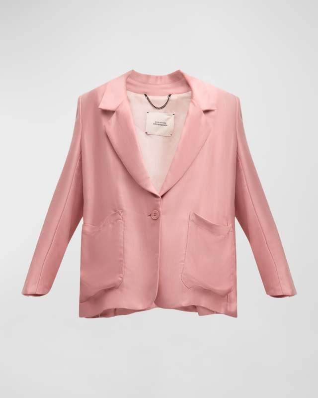 Slouchy Elegance Single-Button Satin Jacket
