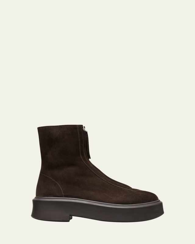 Suede Zip Moto Booties