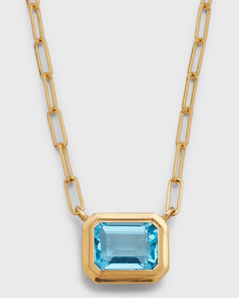 18K Yellow Gold Topaz Pendant Necklace