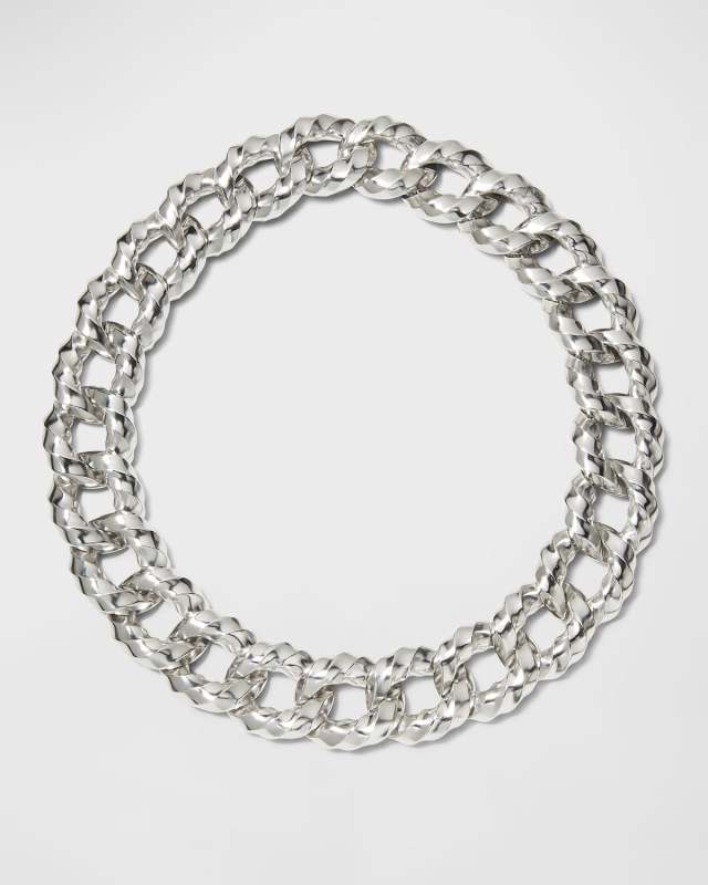 23mm Cable Edge Link Chain Necklace in Recycled Sterling Silver